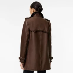 Short Fringed Leather Trench Coat