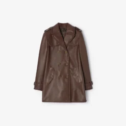 Short Fringed Leather Trench Coat