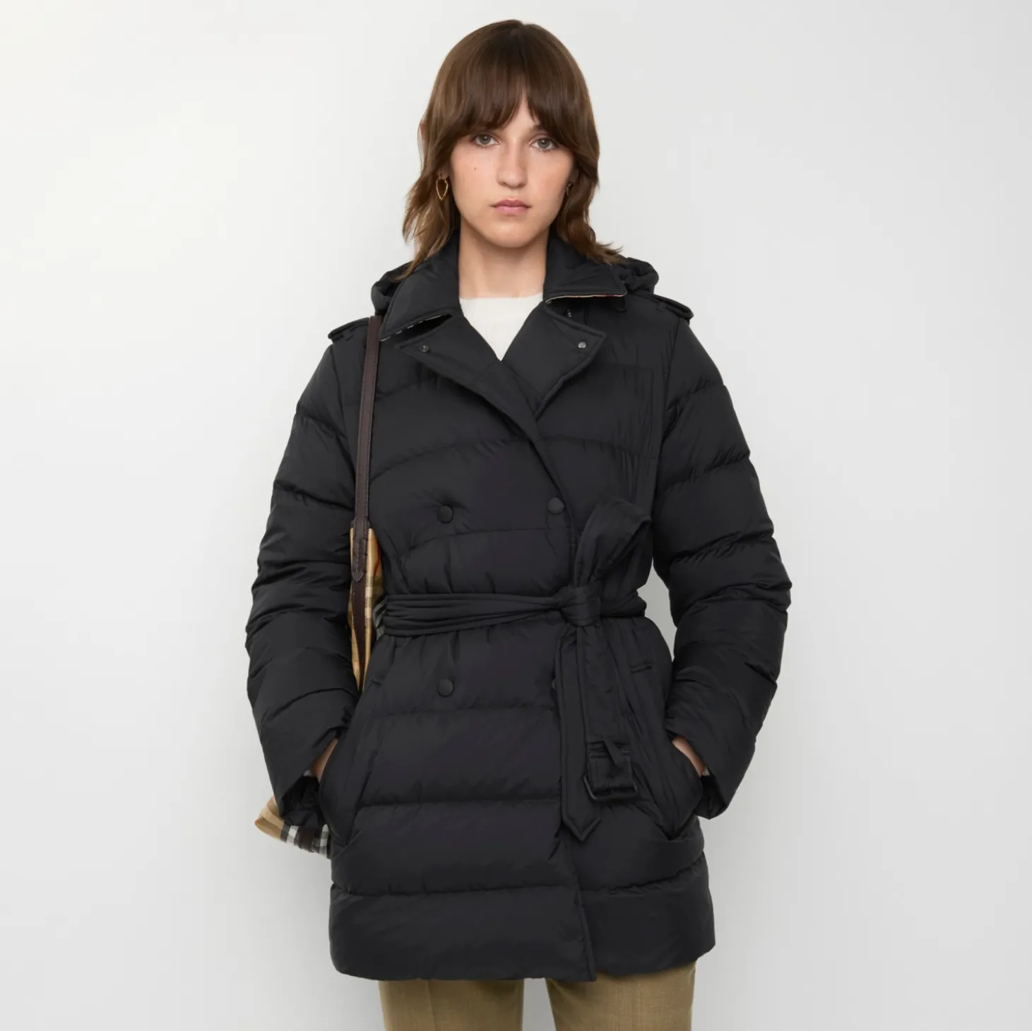 Short Nylon Hooded Puffer Coat