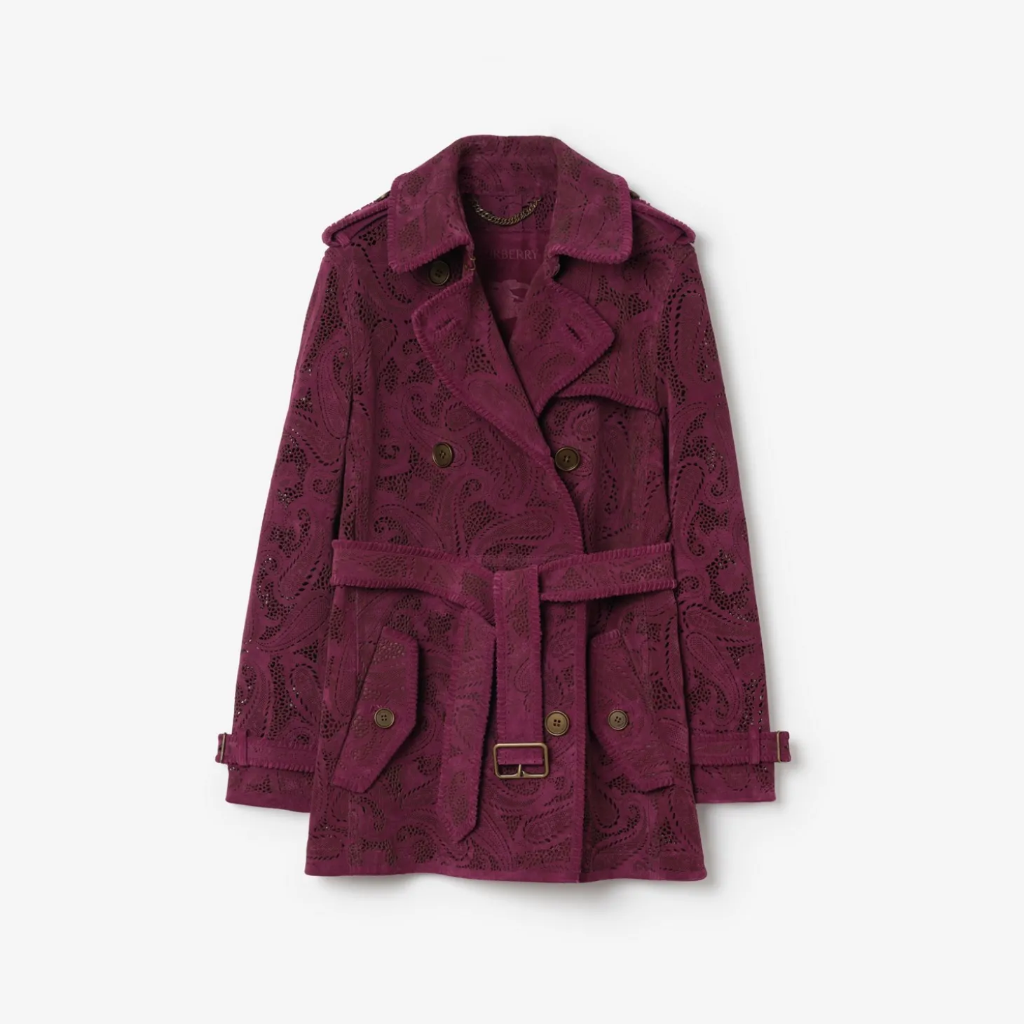 Short Paisley Suede Foxfield Trench Coat