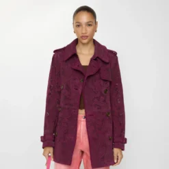 Short Paisley Suede Foxfield Trench Coat