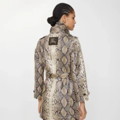 Short Python Print Coated Cotton Stonehaven Car Coat