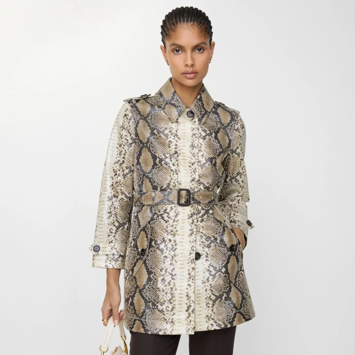 Short Python Print Coated Cotton Stonehaven Car Coat