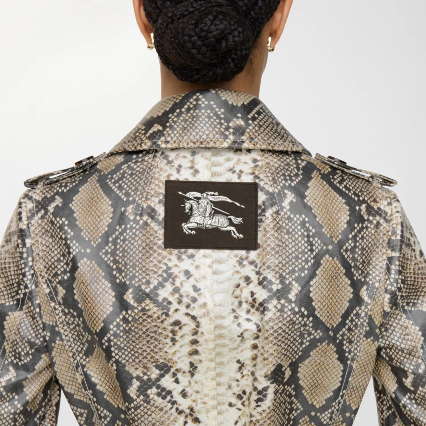 Short Python Print Coated Cotton Stonehaven Car Coat
