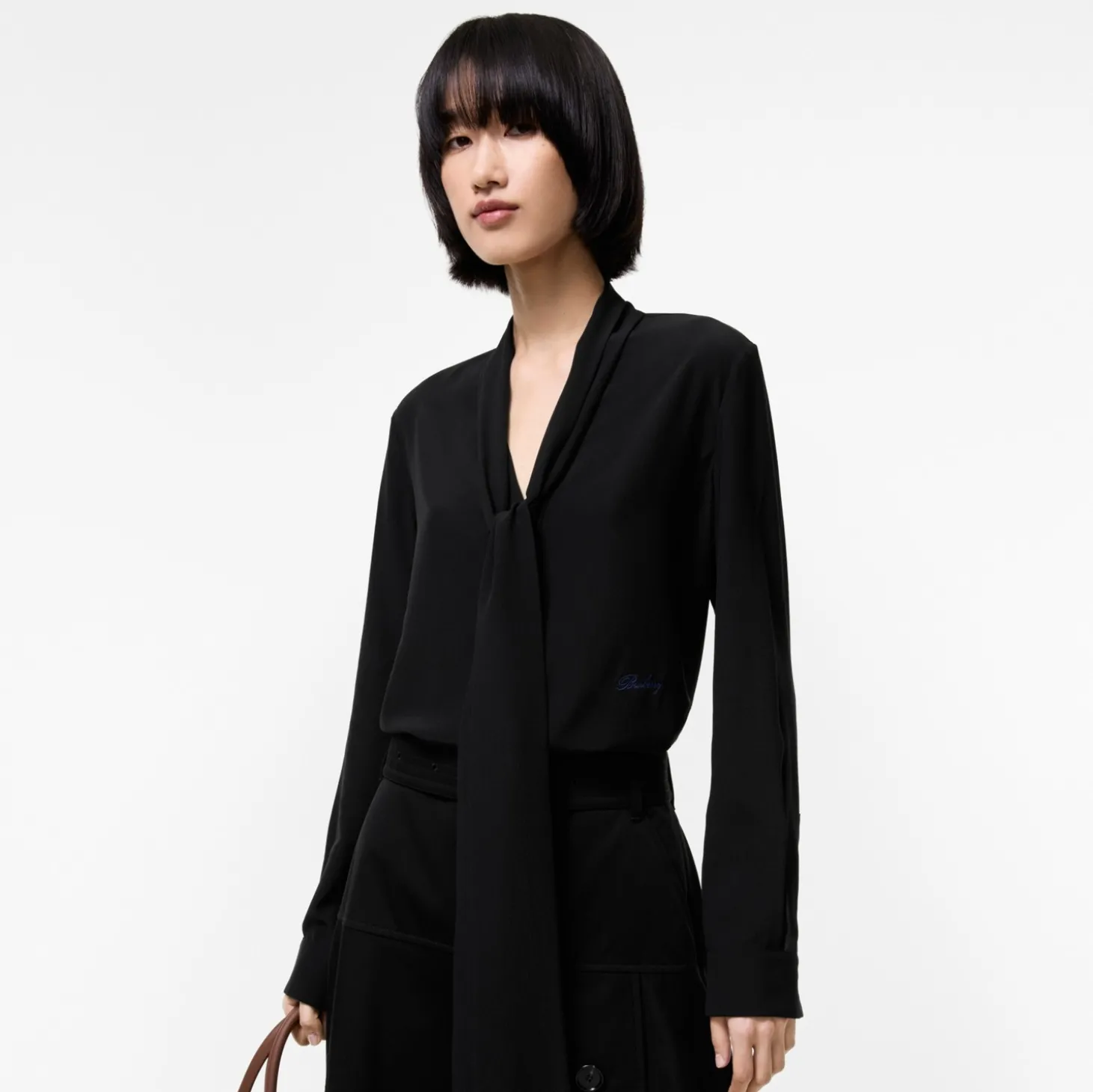 Silk Crepe De Chine Scarf Blouse