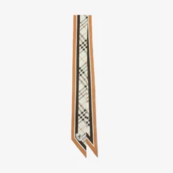 Skinny Check Knight Stamp Silk Scarf