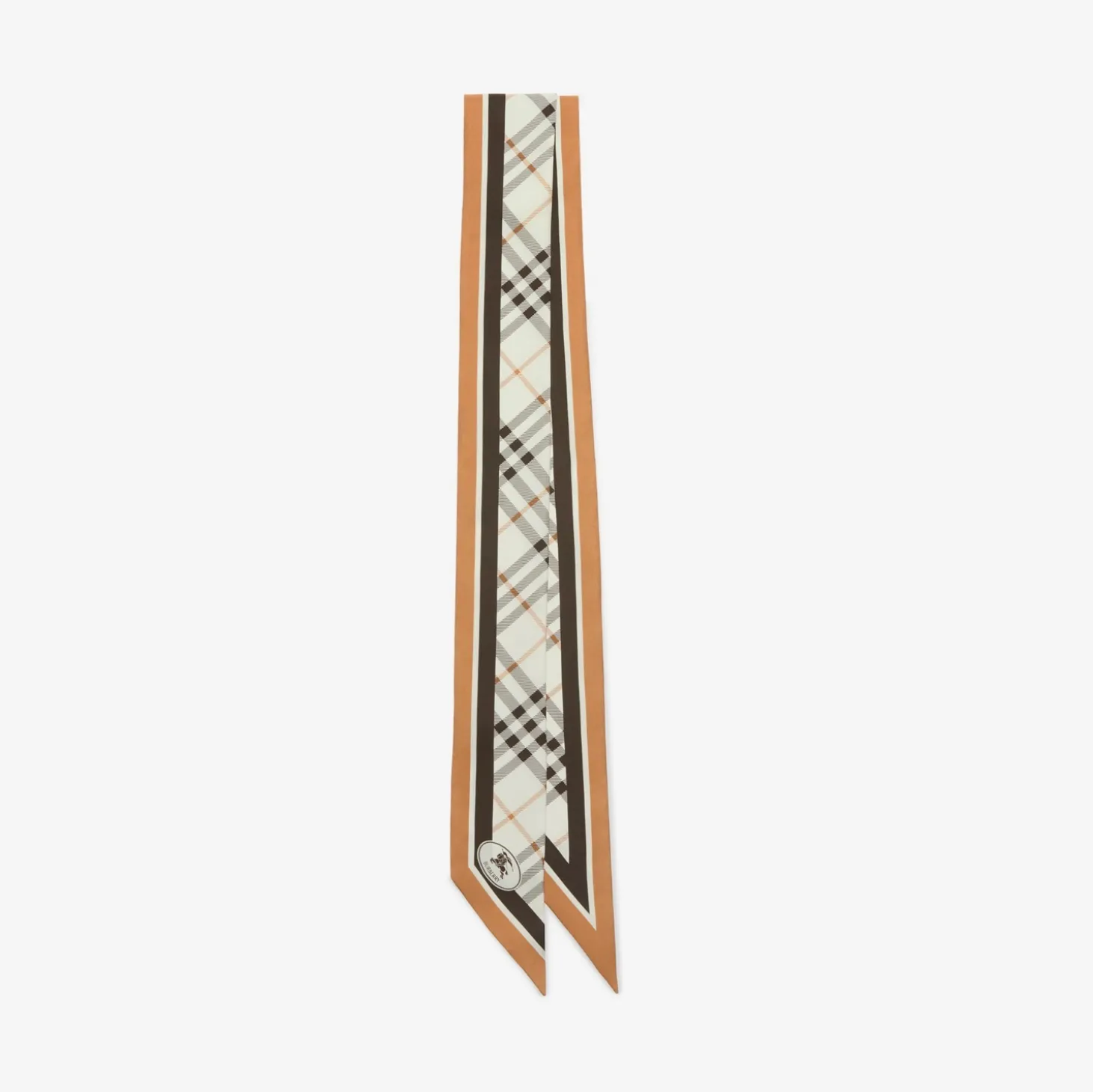 Skinny Check Knight Stamp Silk Scarf