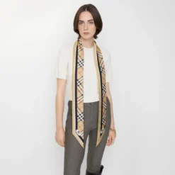 Skinny Check Silk Scarf
