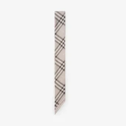 Skinny Contrast Check Silk Scarf