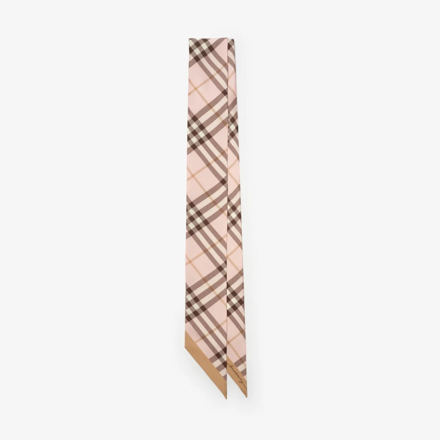 Skinny Contrast Check Silk Scarf