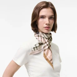 Skinny Contrast Check Silk Scarf