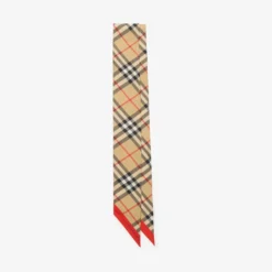 Skinny Contrast Check Silk Scarf