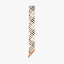 Skinny Contrast Check Silk Scarf