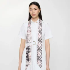 Skinny Reversible Etched Knight Silk Scarf