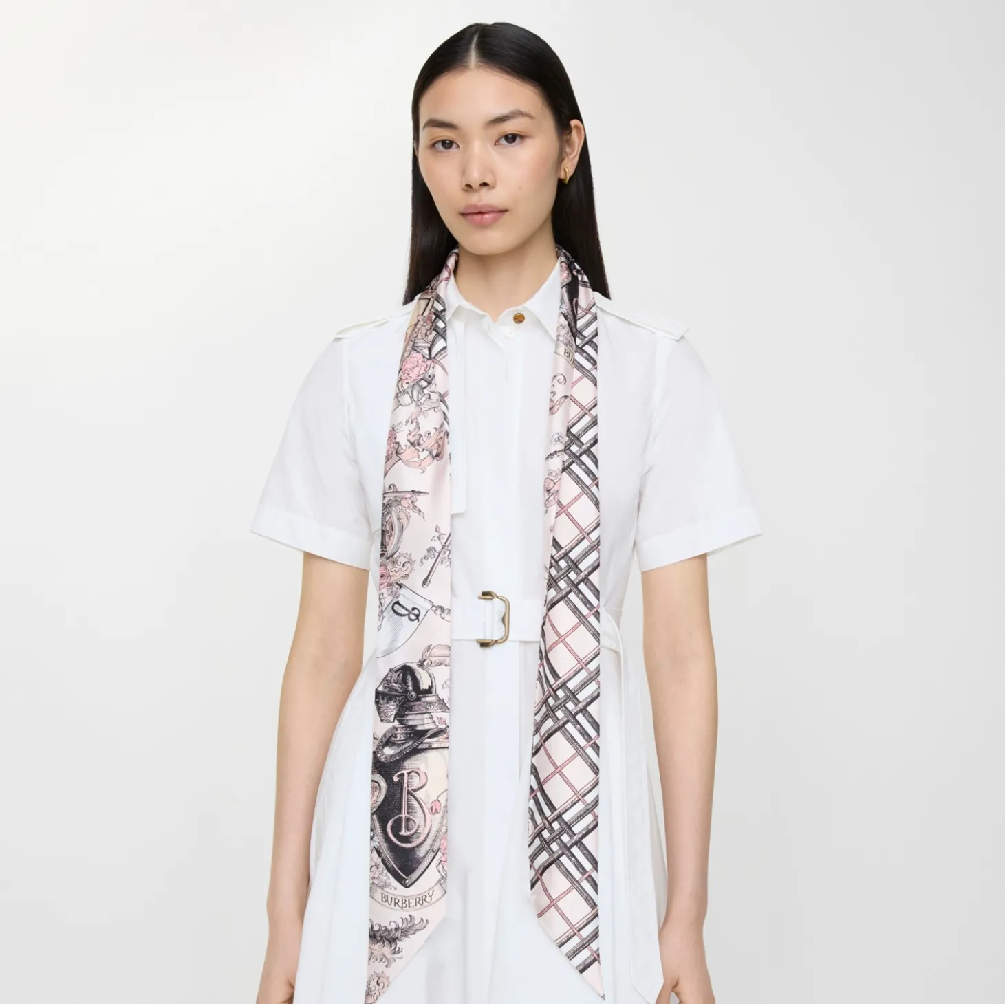 Skinny Reversible Etched Knight Silk Scarf