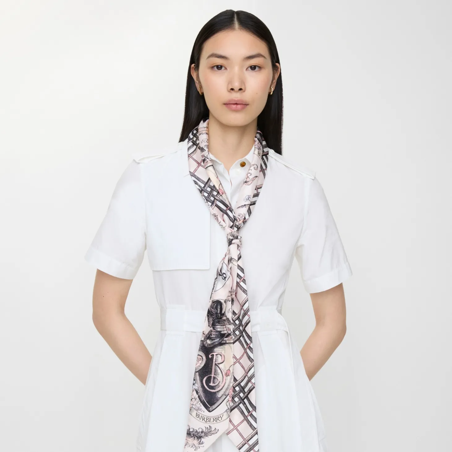 Skinny Reversible Etched Knight Silk Scarf