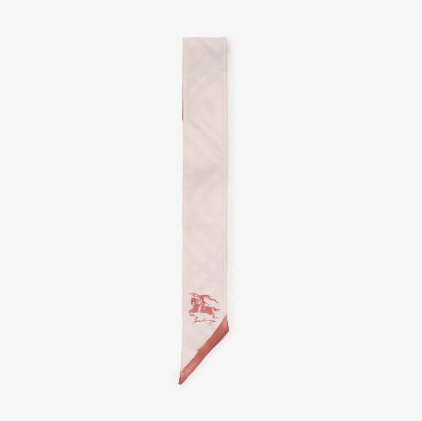Skinny Watercolour Check Silk Scarf