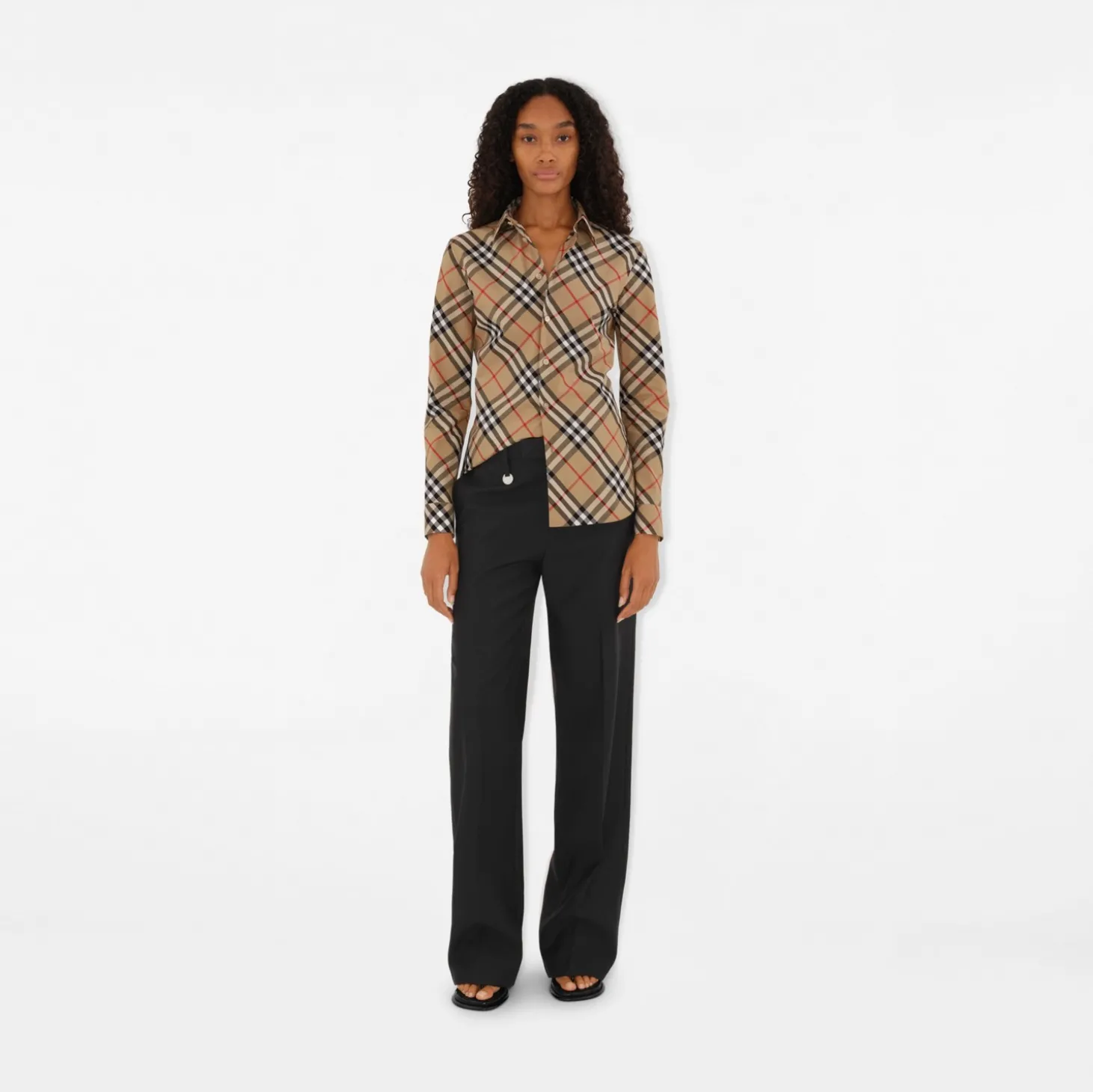 Slim Fit Check Cotton Poplin Shirt
