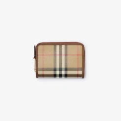 Small Check Zip Wallet