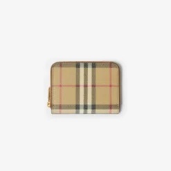 Small Check Zip Wallet