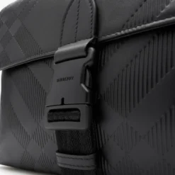 Small Embossed Check Buckled Messenger Bag​