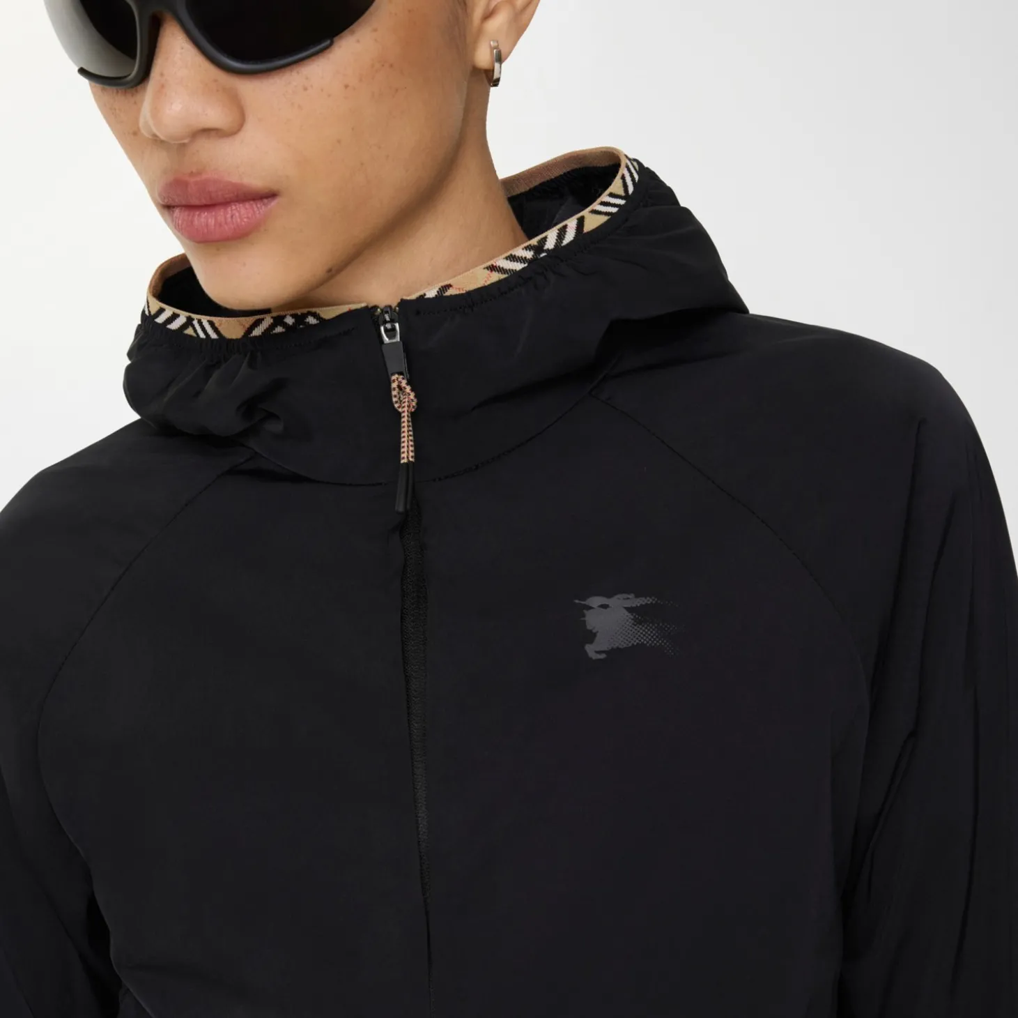 Stretch Nylon Hooded Jacket