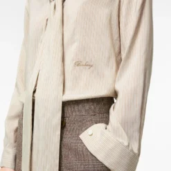 Striped Silk Scarf Blouse
