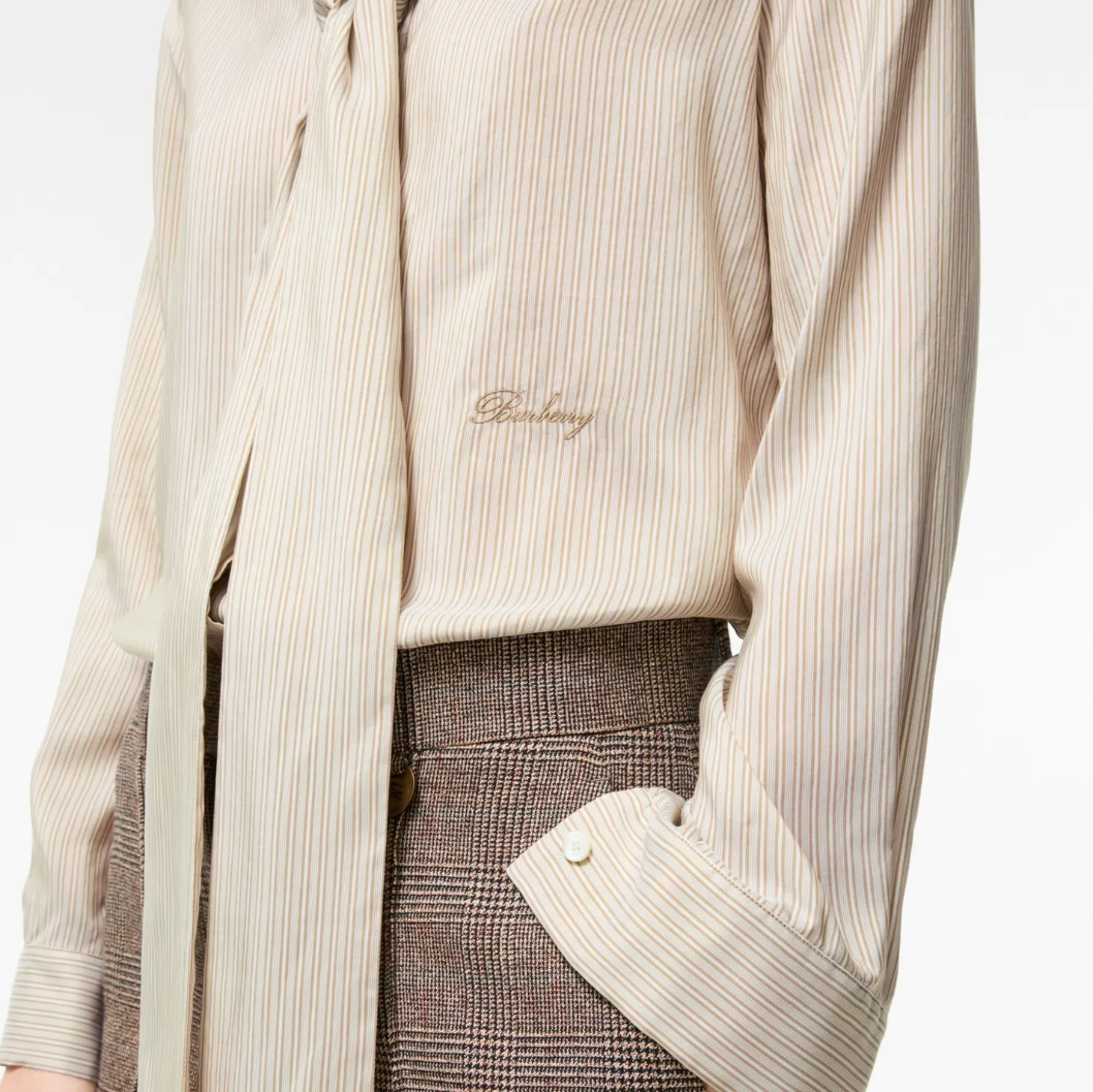 Striped Silk Scarf Blouse