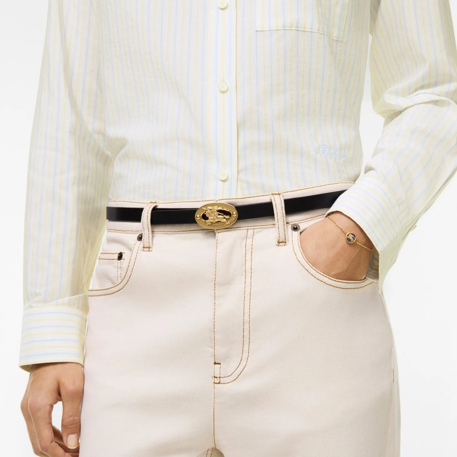 Thin Reversible Leather Knight Stamp Belt