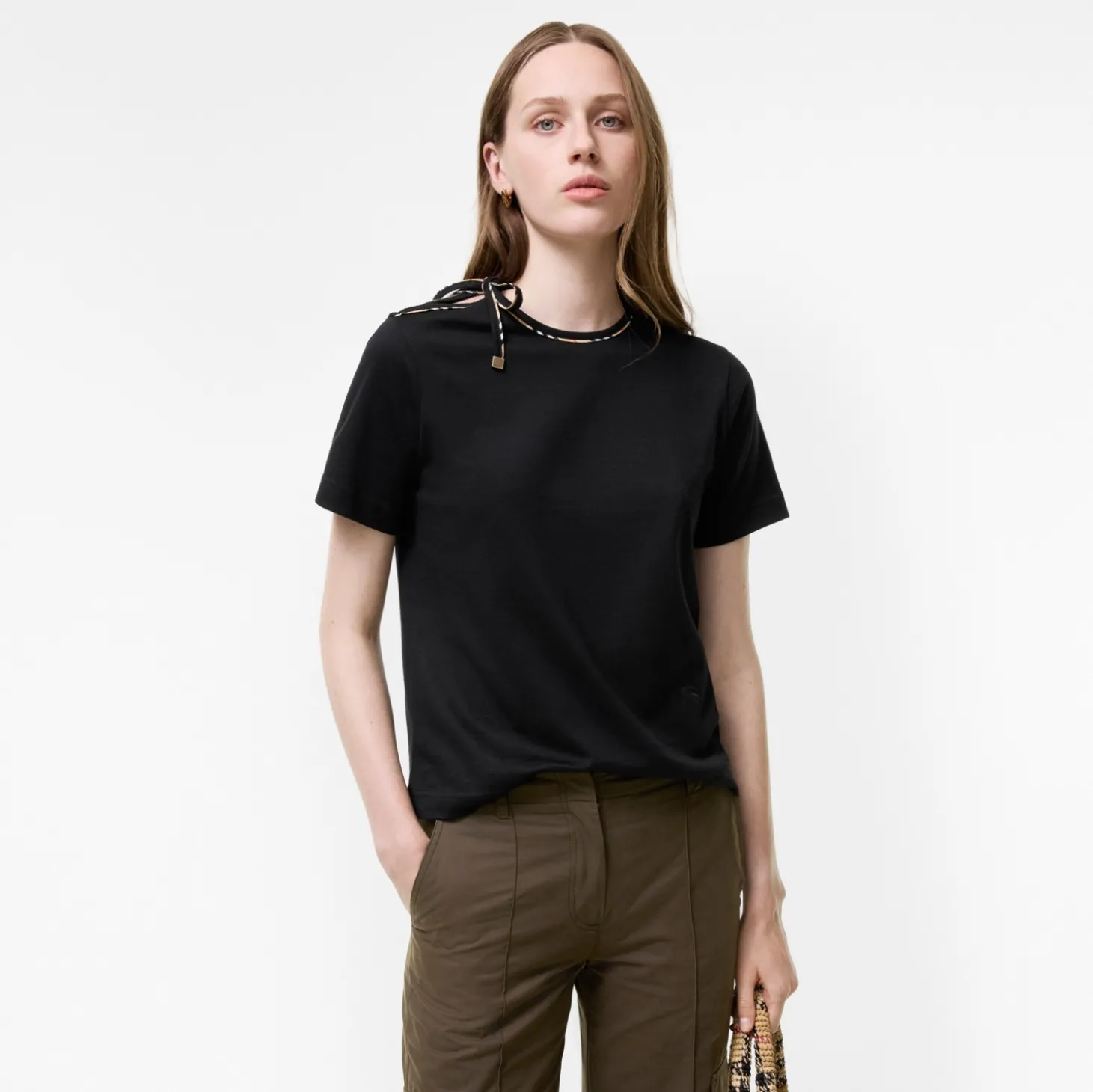 Tie-sleeve Cotton T-shirt