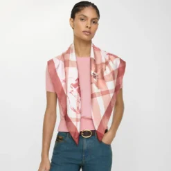 Watercolour Check Silk Scarf
