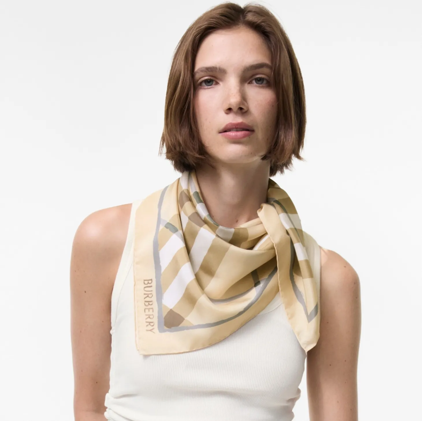 Watercolour Check Silk Scarf