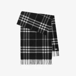 Wide Check Cashmere Scarf