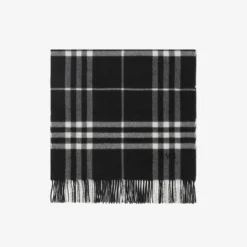 Wide Check Cashmere Scarf