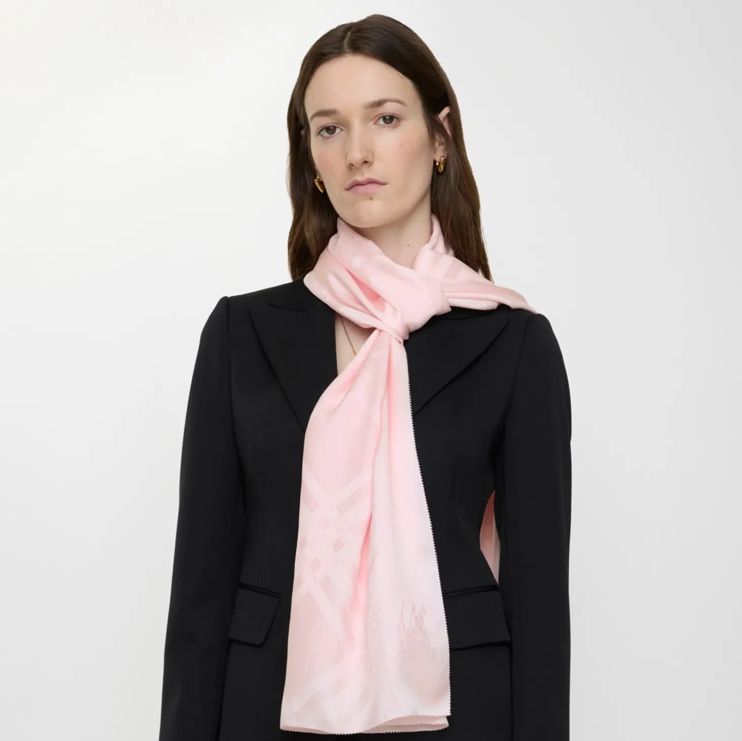Wide Check Silk Scarf