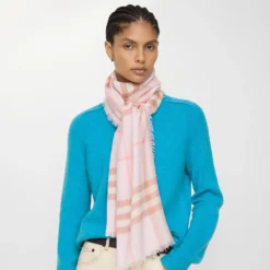 Wide Check Wool Scarf