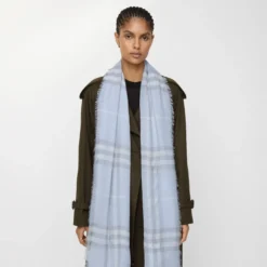 Wide Check Wool Scarf