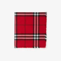 Wide Check Wool Scarf