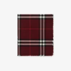 Wide Check Wool Scarf