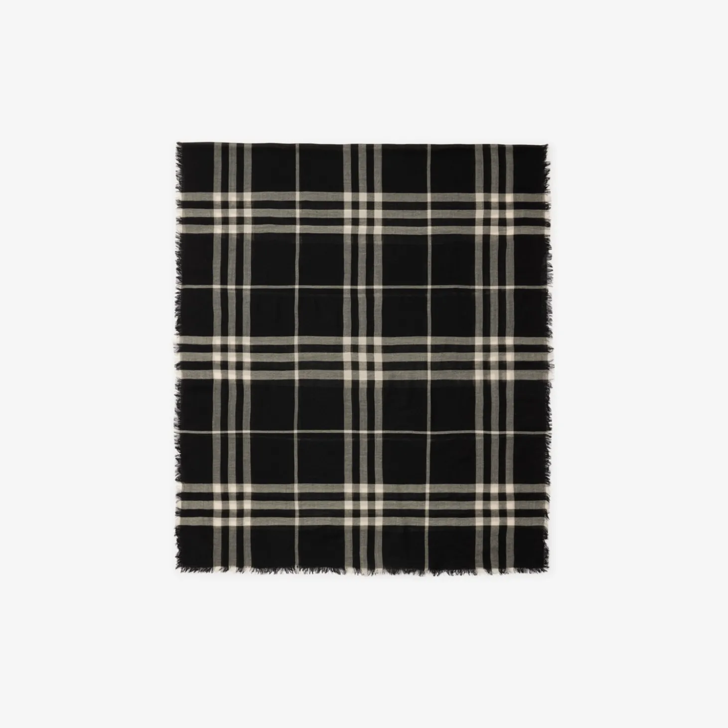 Wide Check Wool Scarf
