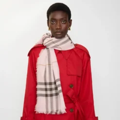 Wide Check Wool Scarf