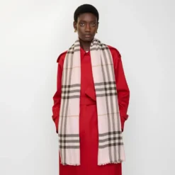 Wide Check Wool Scarf