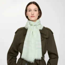 Wide Check Wool Scarf