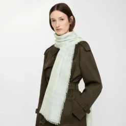 Wide Check Wool Scarf