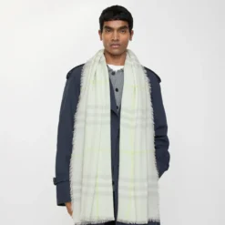 Wide Check Wool Scarf
