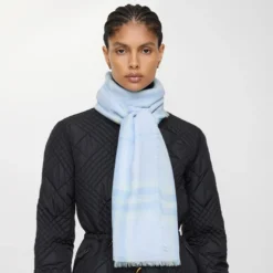 Wide Check Wool Scarf