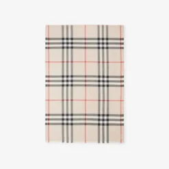 Wide Check Wool Silk Scarf