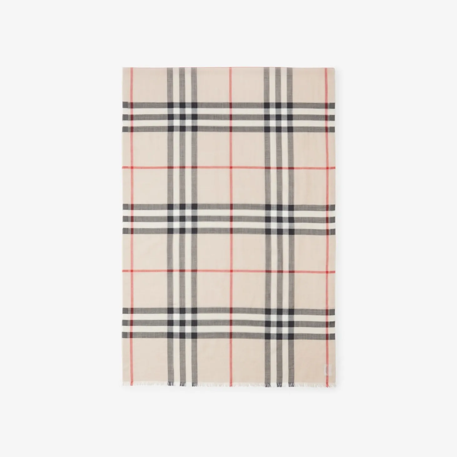 Wide Check Wool Silk Scarf