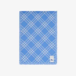 Wide Check Wool Silk Scarf