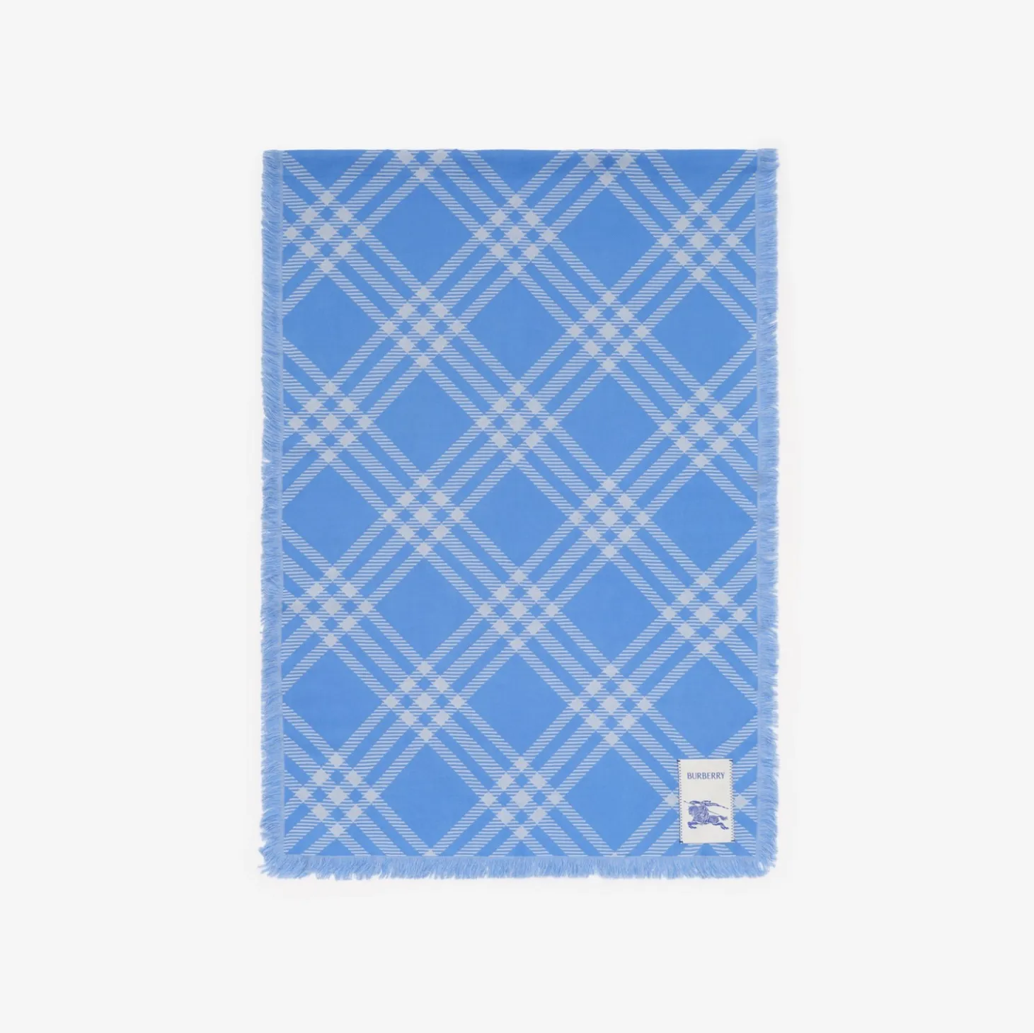 Wide Check Wool Silk Scarf